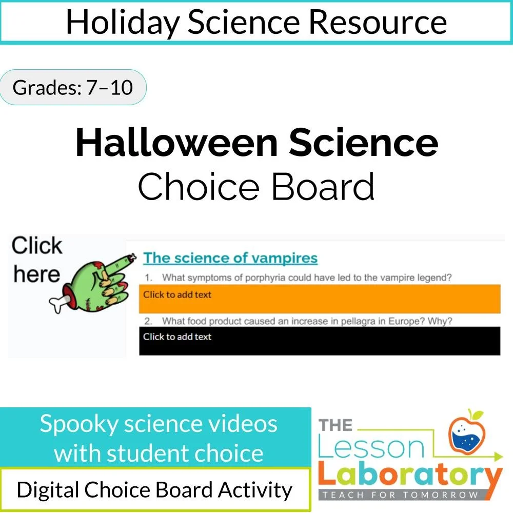 Halloween Science Choice Board | Spooky Science Video Activities