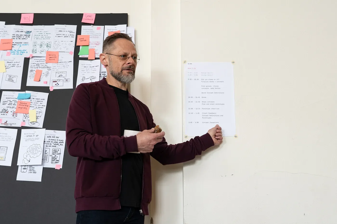 Job presenting the daily agenda