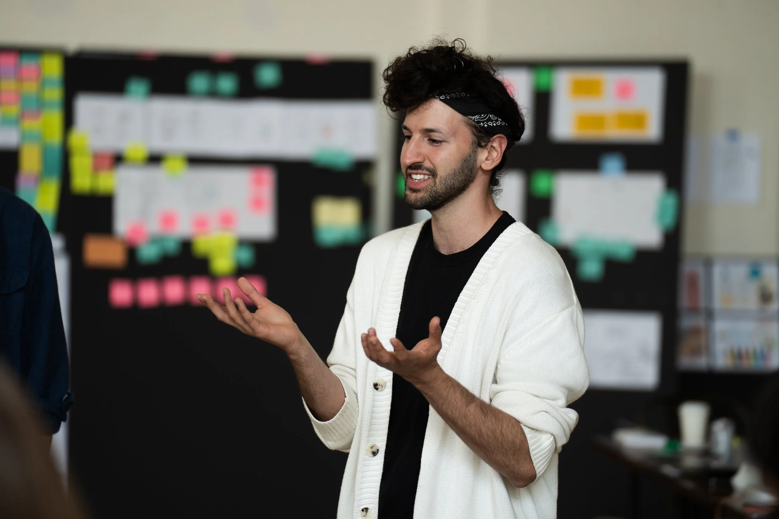 Design Fellow David presenting an idea