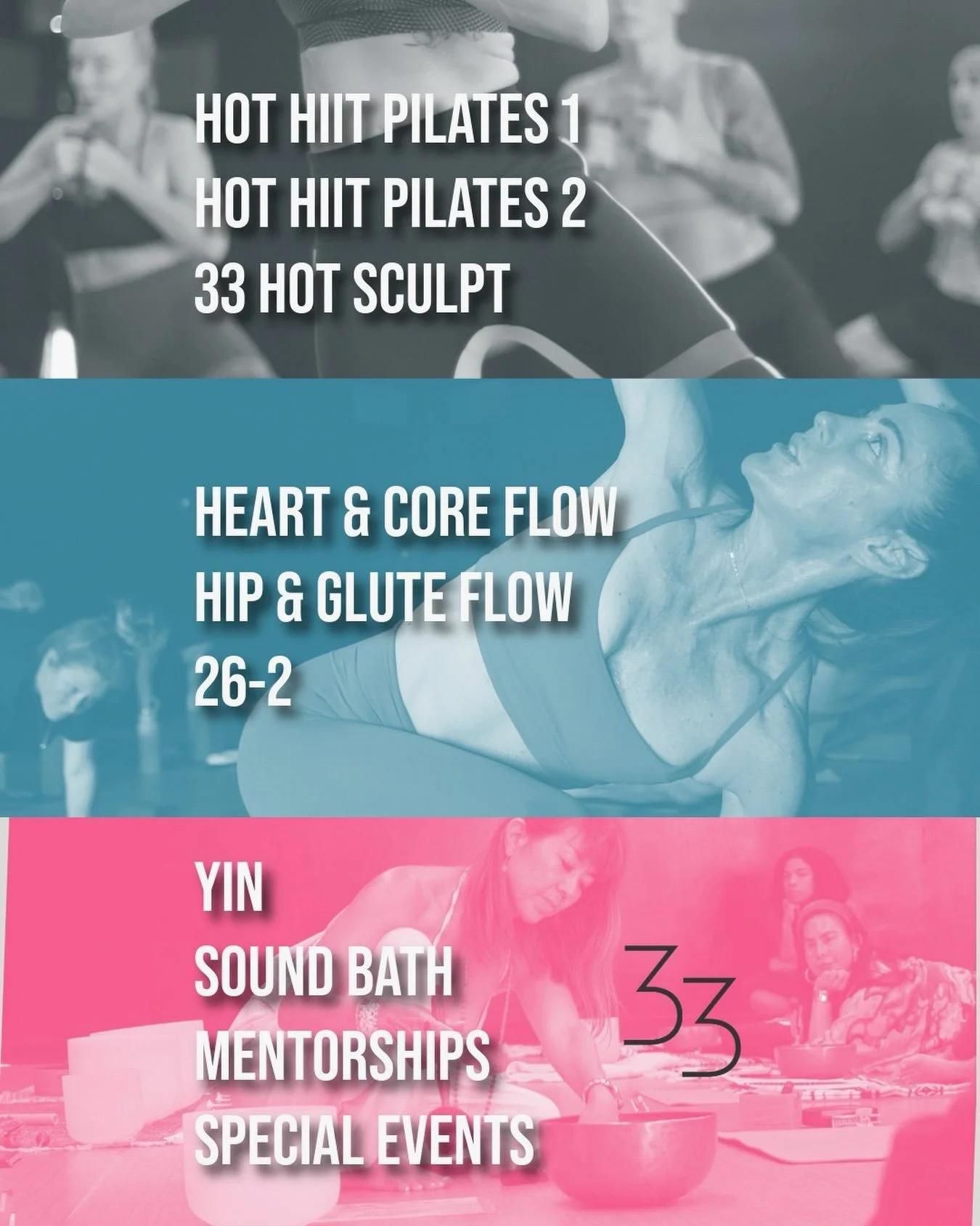 $39 a week for unlimited classes. 🔥
We built a complete, balanced workout schedule designed to challenge, restore, and ground you:

High-Intensity Conditioning: Push your limits and build cardiovascular strength.

Strength &amp; Flexibility: Refine 