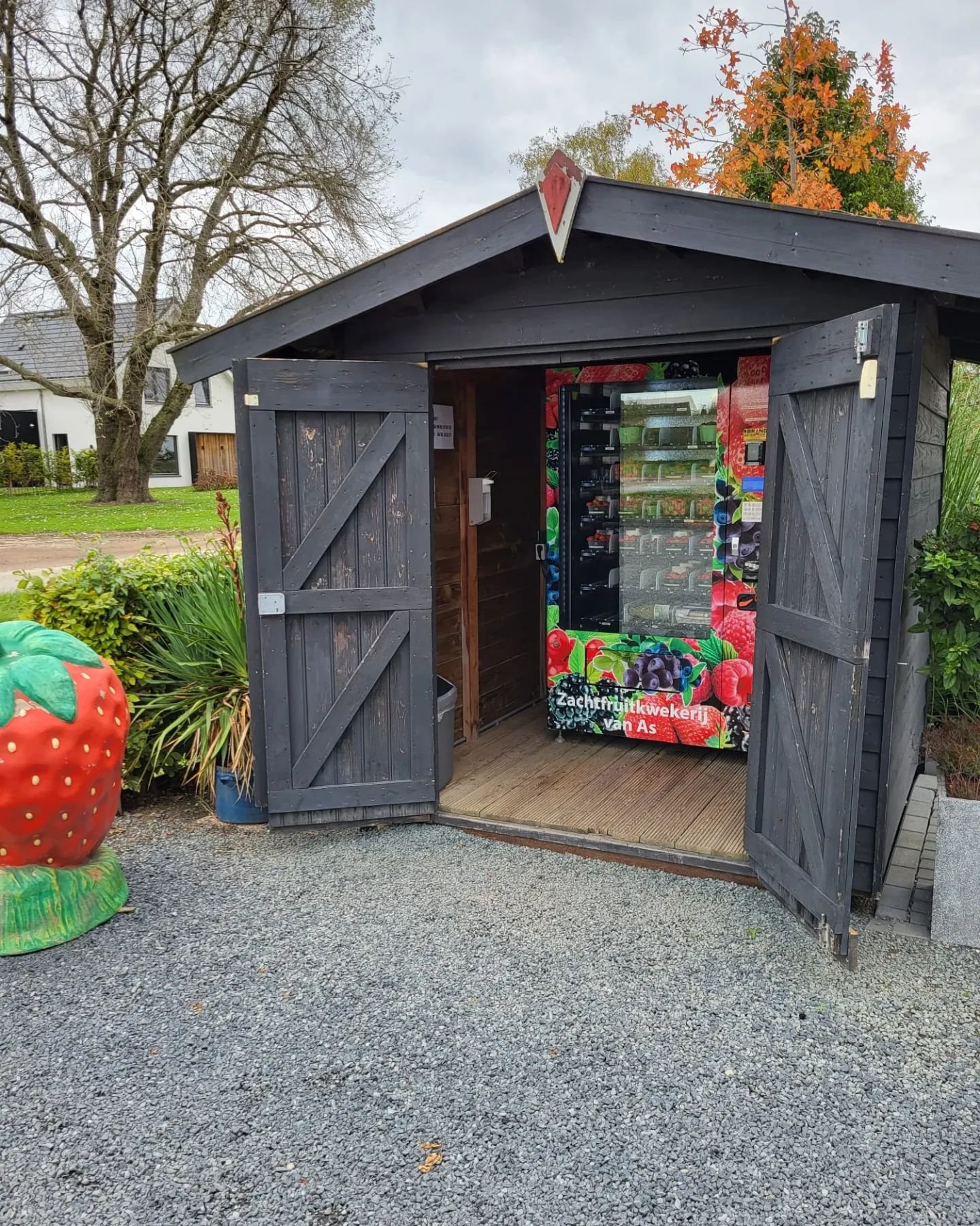 De automaat is weer gemaakt! 🍓🎉 #zachtfruitkwekerijvanas #aardbeienautomaat