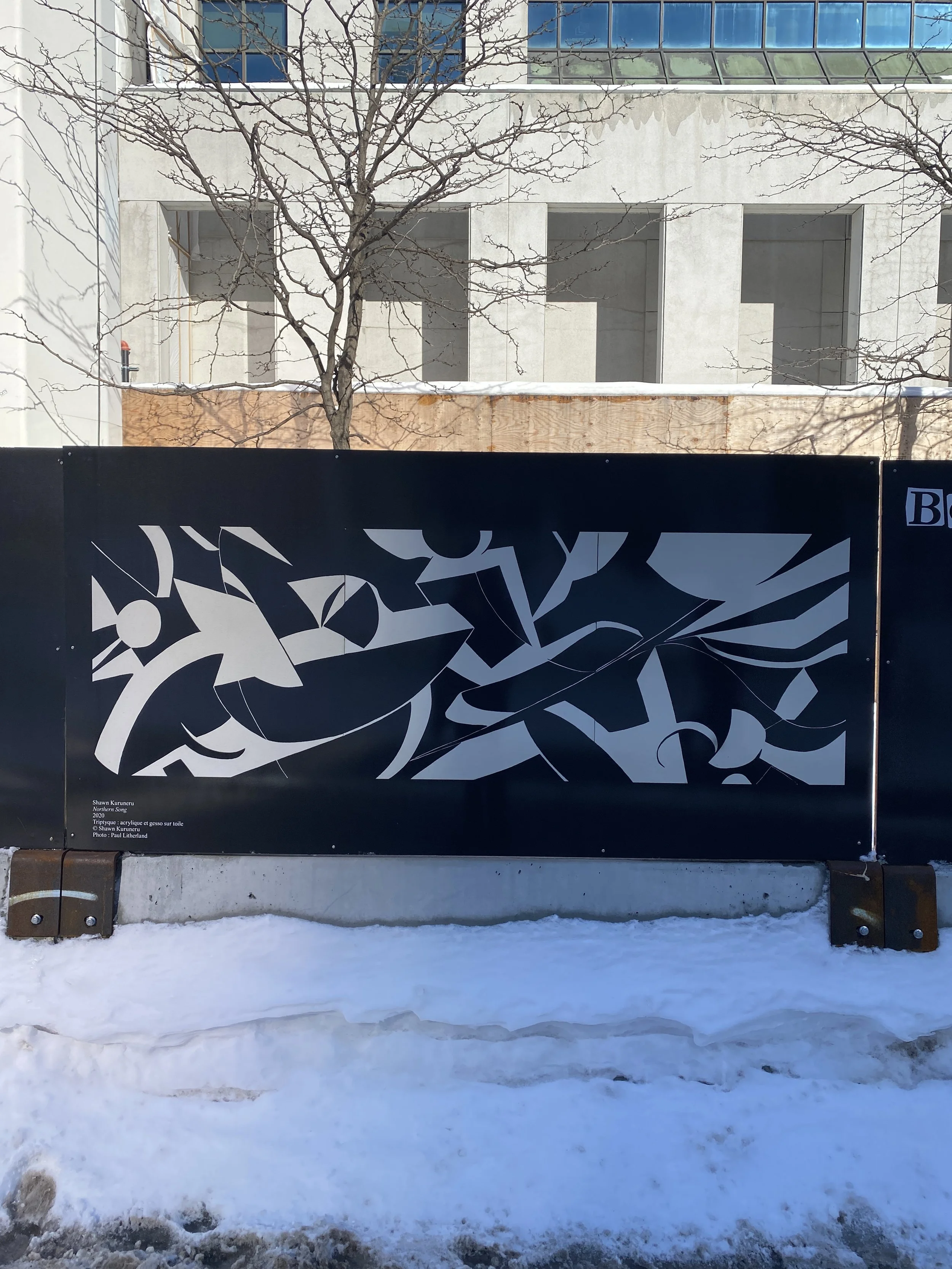 Graphic Worlds, an outdoor public art exhibition for the Montreal Contemporary Art Museum, curated by Mojeanne Behzadi February 2025 - January 2026 