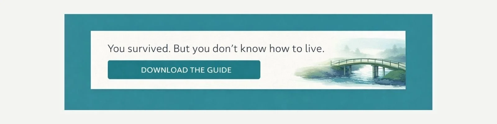 Image depicting a bridge where we survive on one side and live or thrive on the other.