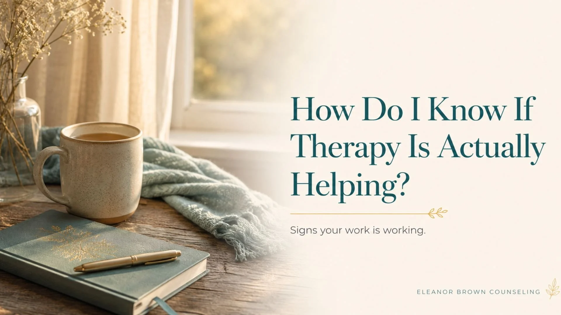 Warm blog header image with a mug, journal, pen, and soft morning light for a faith informed therapy article by a faith based trauma therapist serving clients in Texas and Florida.