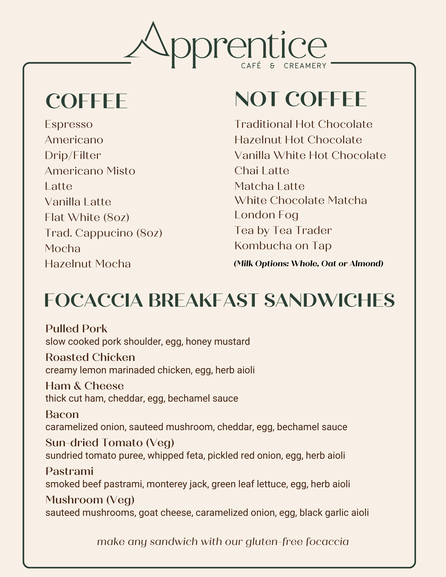 Menu — Apprentice Café