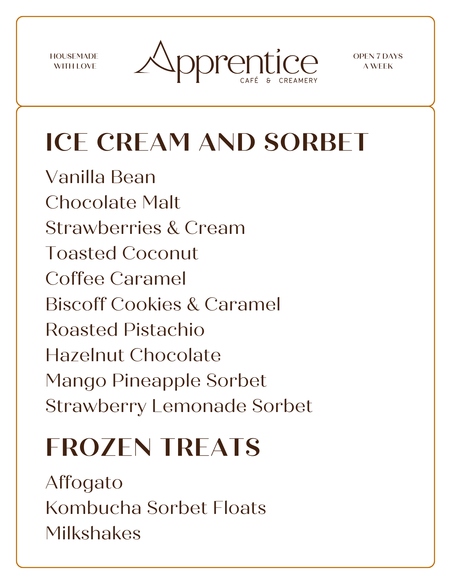 Menu — Apprentice Café