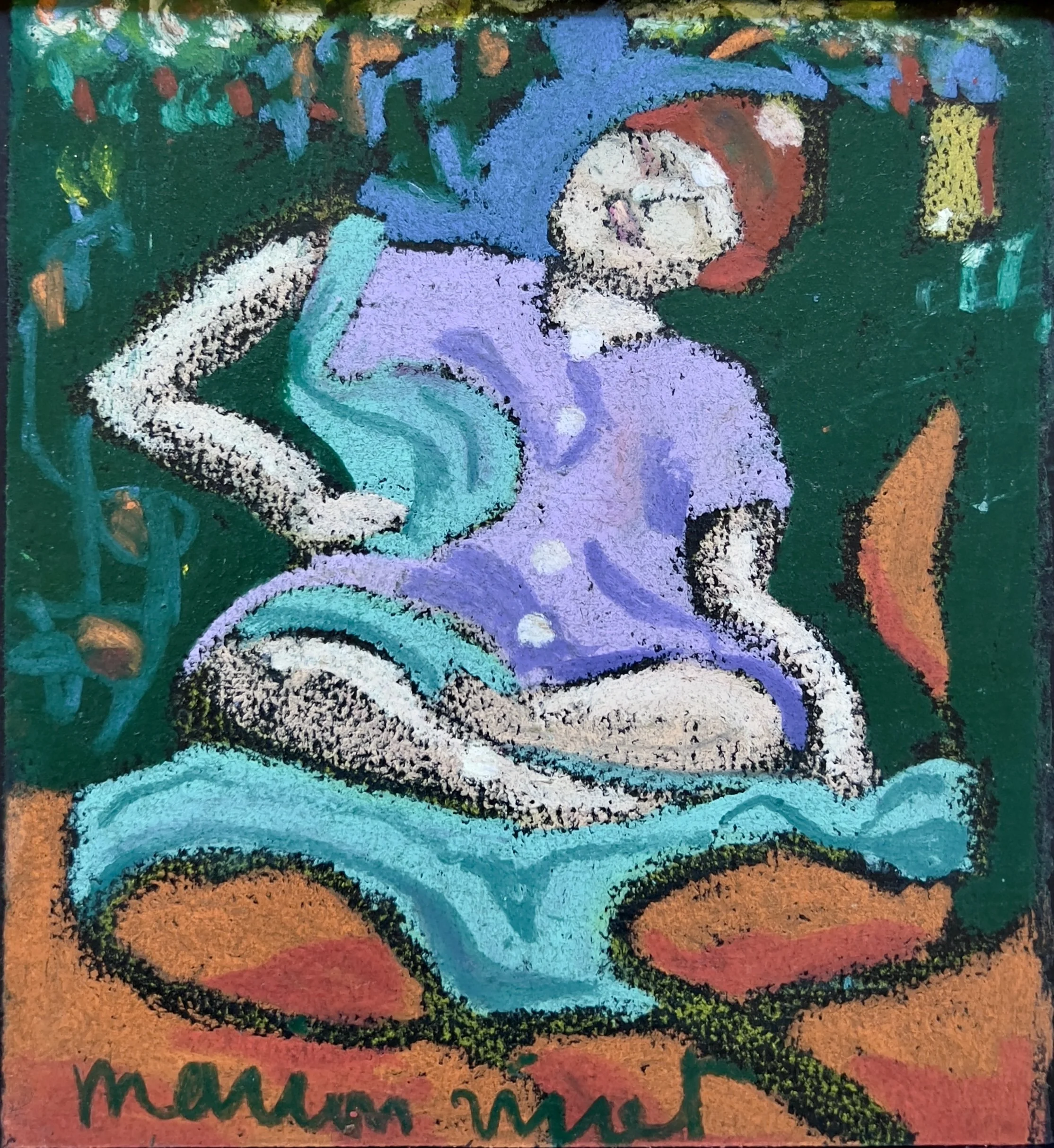 The Laughing Buddha 8” x 7” Oil Pastel on paper, 2000