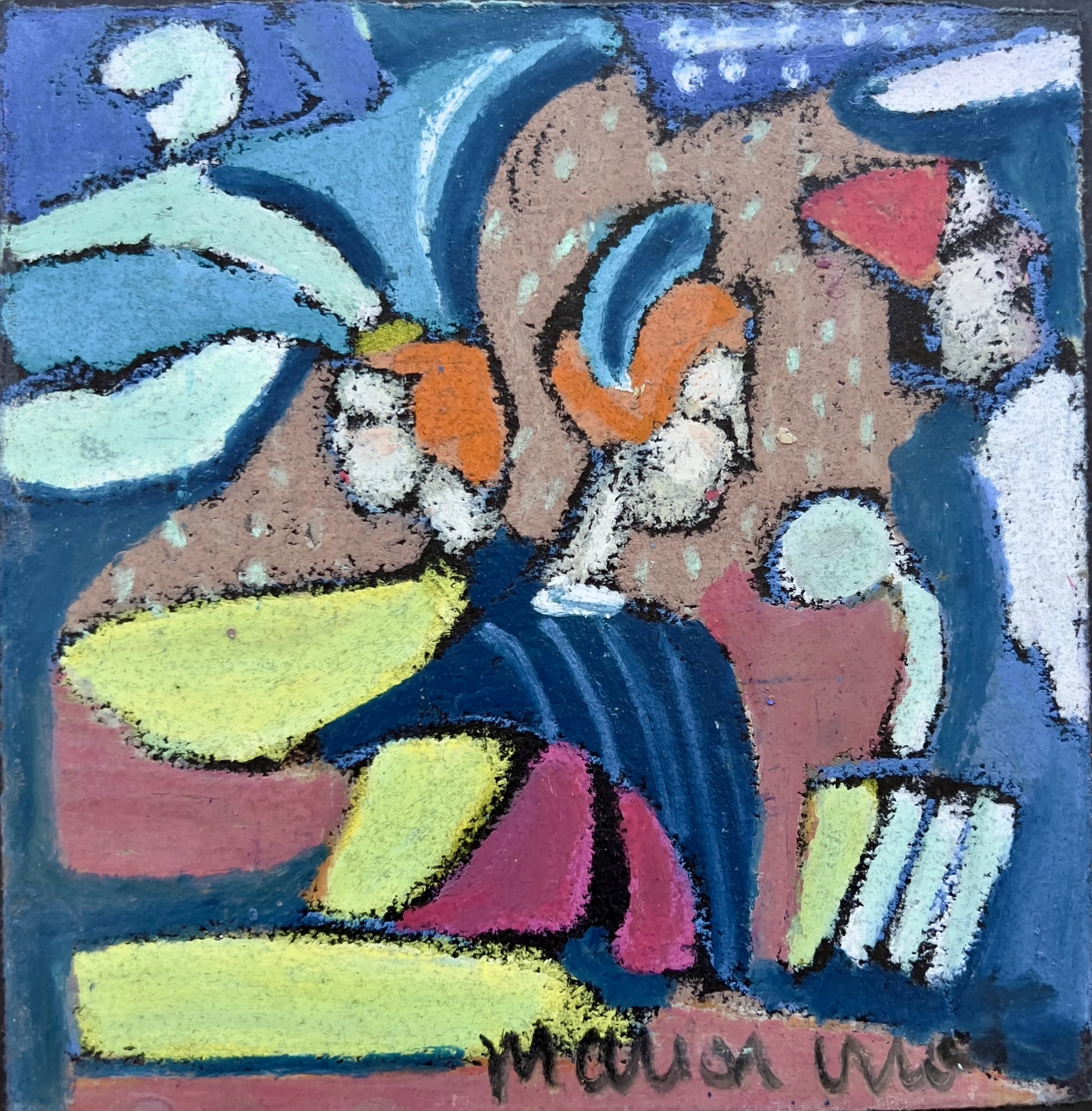 The Doppelgänger 7” x 7” Oil Pastel on paper, 2000