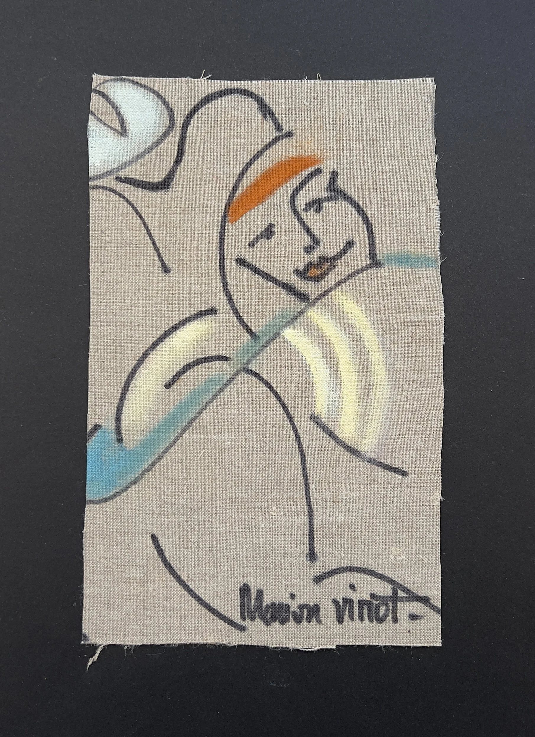 Sensations 6 3/4” x 4 1/4” Acrylic on raw Belgium linen, 2003