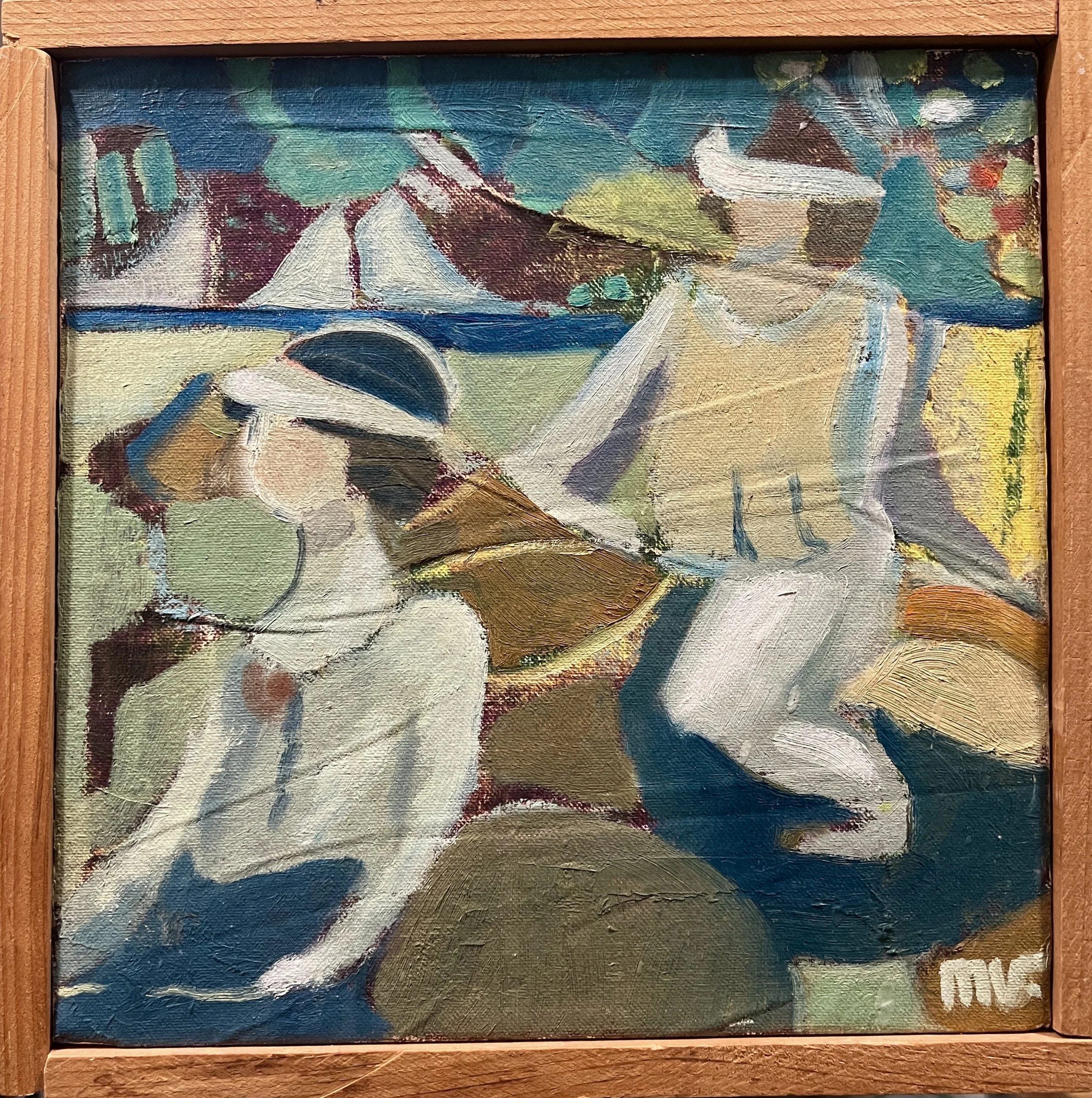 The Adventurers, 11" x 11" Oil on canvas, framed, 2002