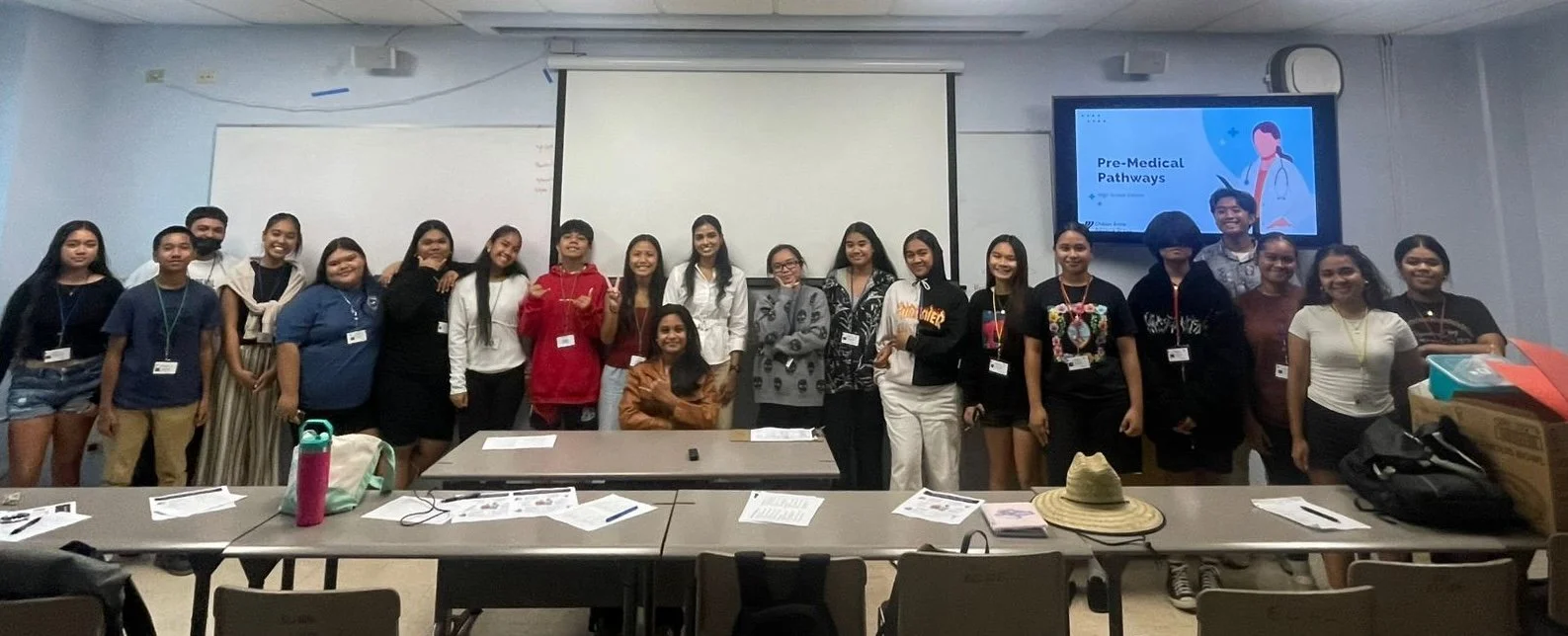 Heera Kodiyamplakkal presents to UOG Upward Bound students about the path to becoming a doctor.