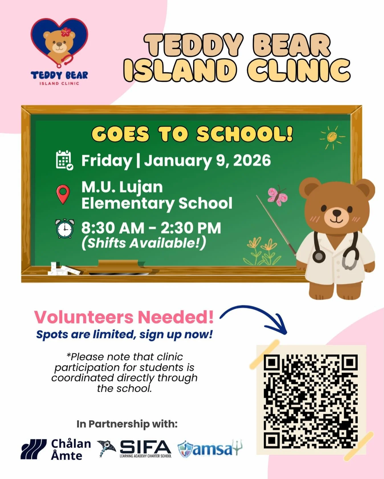 We&rsquo;re BEARY excited to bring the Teddy Bear Island Clinic into local elementary schools here on Guam! 🧸📚

Our first school-based clinic is happening this Friday, January 9, at M.U. Lujan Elementary School in partnership with Ch&aring;lan Amte