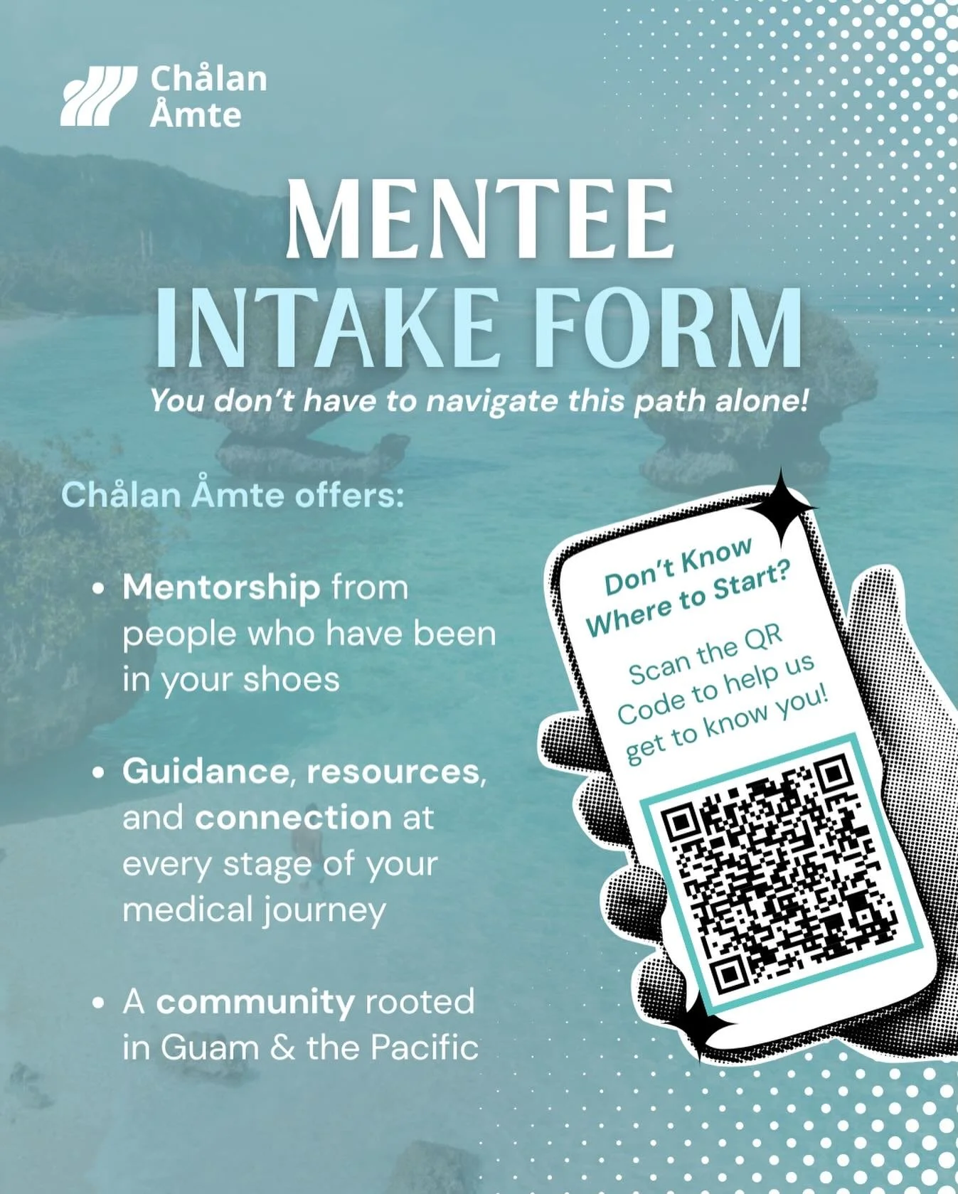 Wondering how to take the first step with Ch&aring;lan &Aring;mte? 🌺

Filling out our Mentee Intake Form is the best way to get involved and start your journey with our community. This opportunity is open to pre-meds at any stage, and we&rsquo;re he