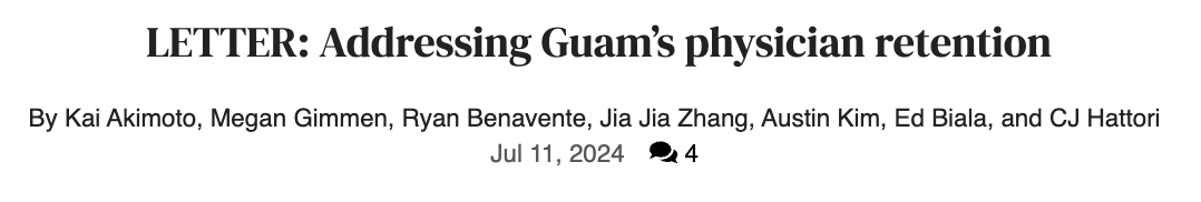 Chålan Åmte medical students publish newspaper letter on physician workforce development