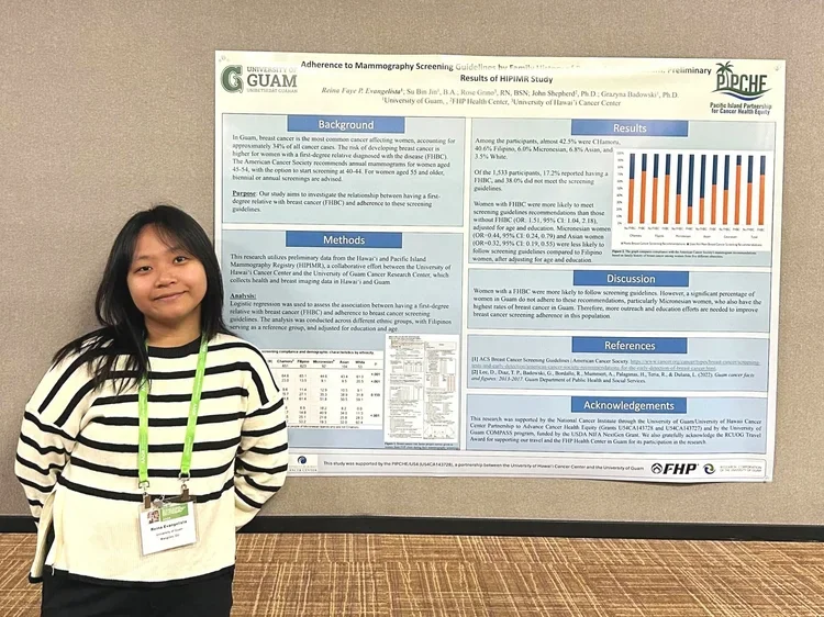 Reina Evangelista presents on PIPCHE's Guam breast cancer screening adherence reseaerch at the AACR Conference