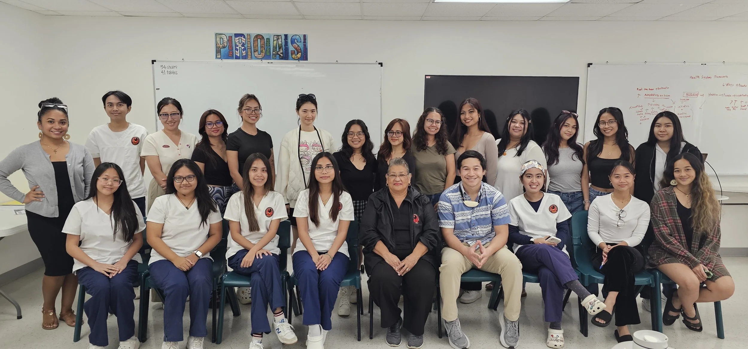 Ryan Benavente presents to Marianas Community College students during his funded surgical rotation in Saipan.
