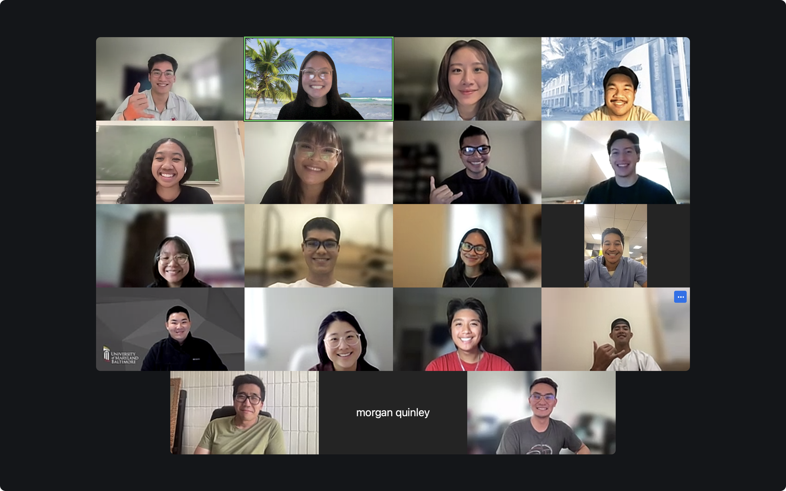Resident physicians, medical students, graduate students, and pre-med members across the nation gather virtually to discuss team updates.
