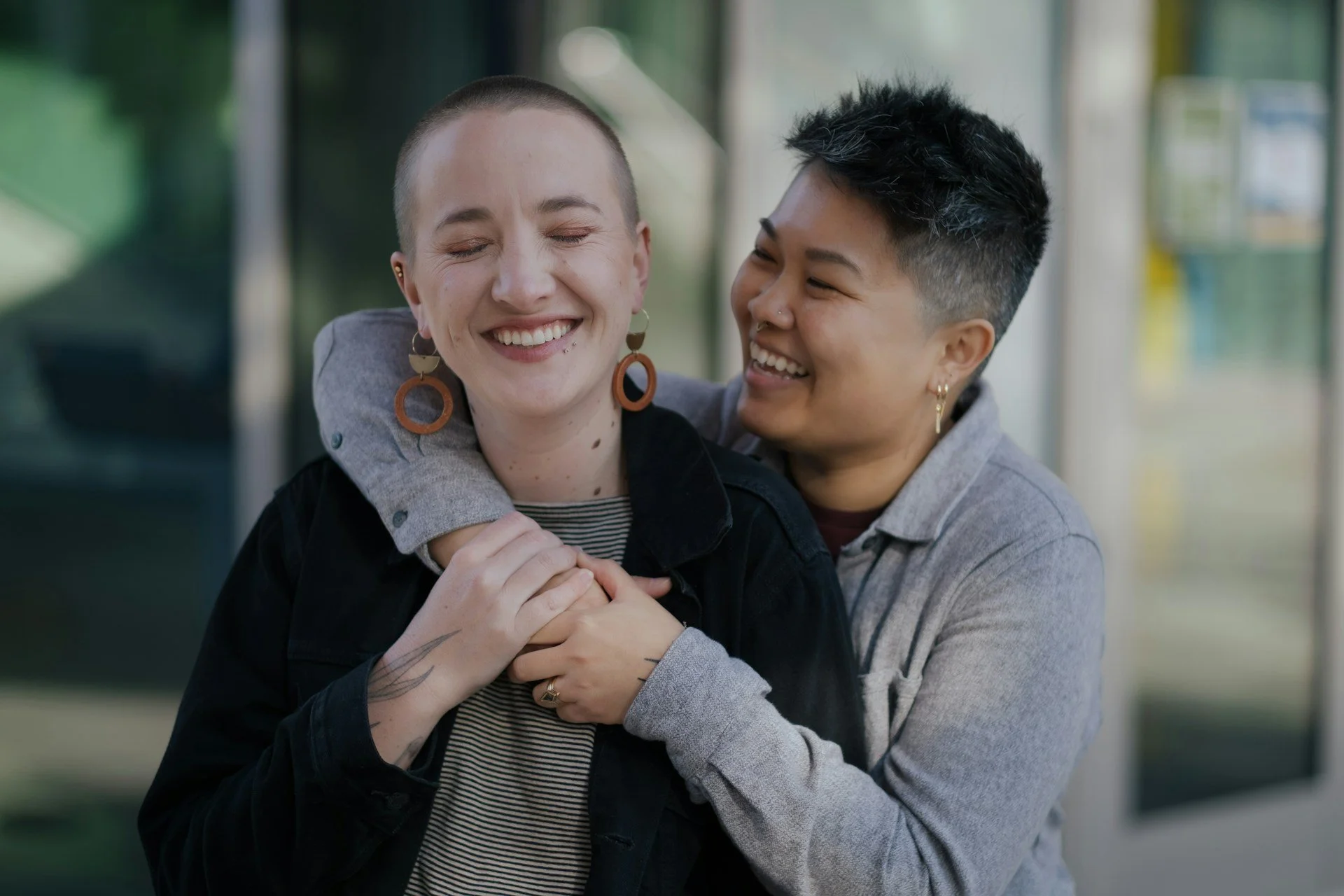 couple laughing together