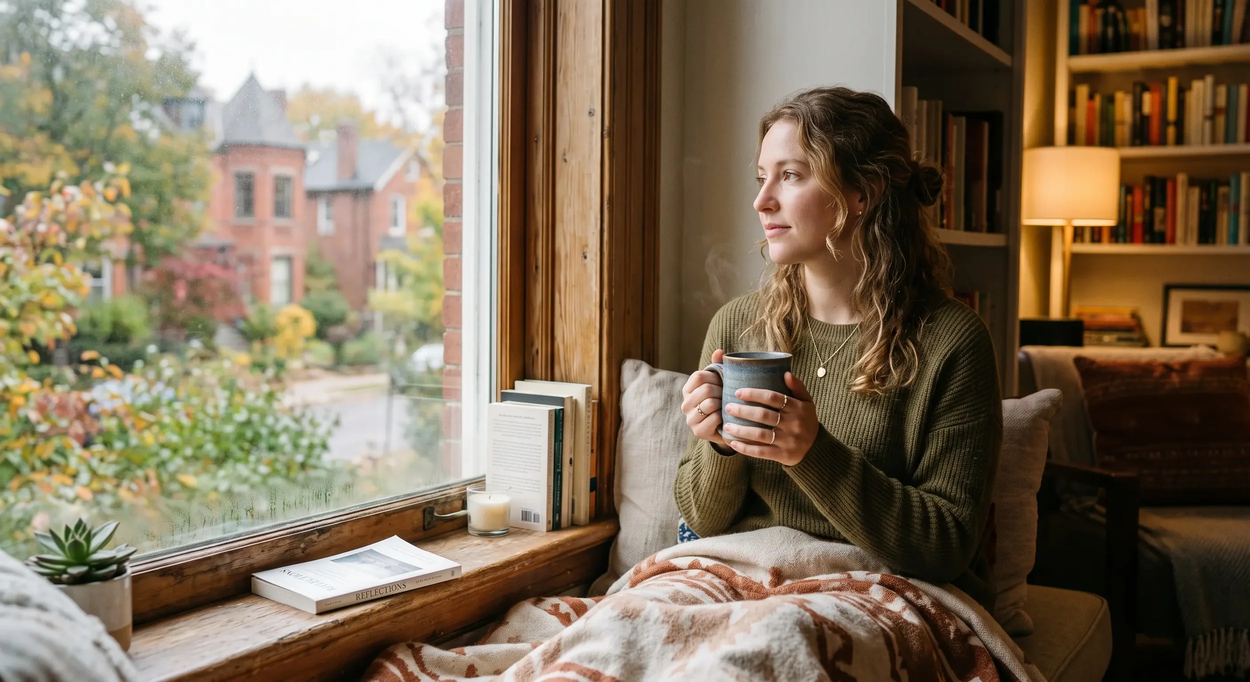 woman sitting by window