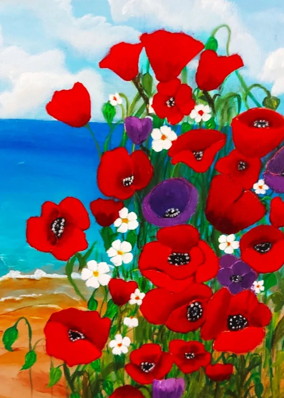 Anemones by the Sea (5" x 7")