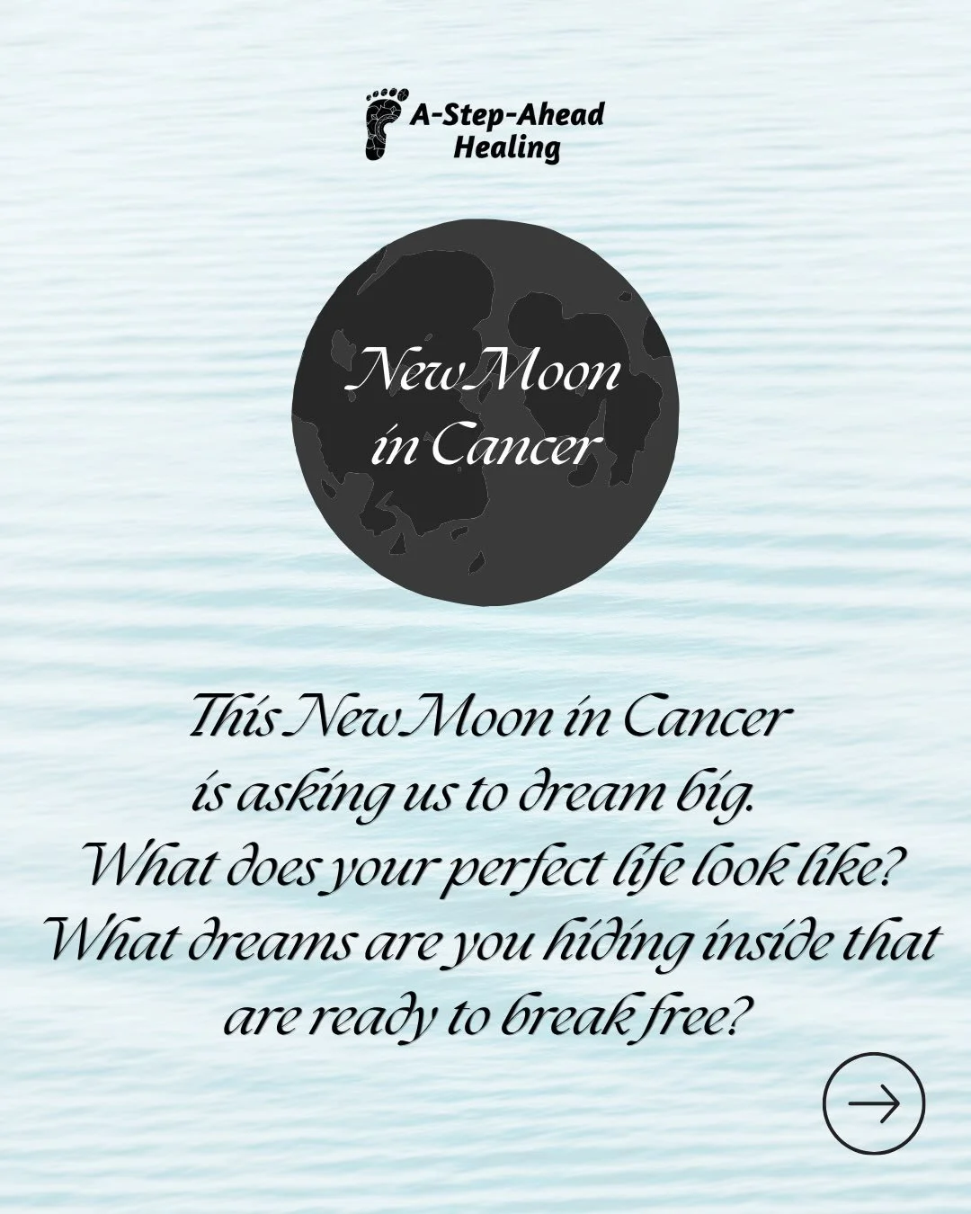 The New Moon in Cancer ♋️ is using the strength of your self-worth as fuel for your future. Now dream big and live the life you want. #astepaheadhealing #newmoon #selfworth