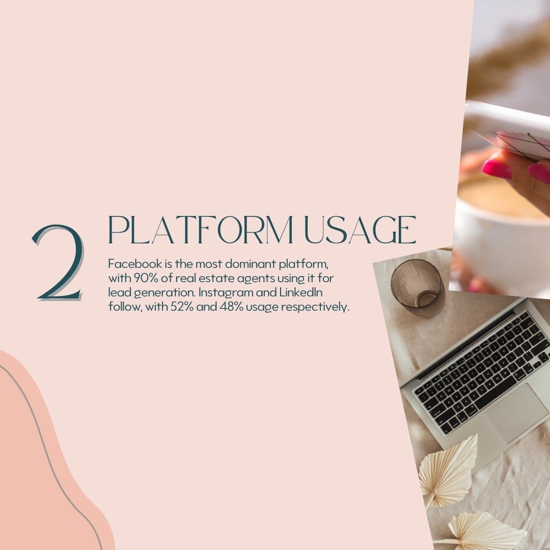 It&rsquo;s day 3 y&rsquo;all! Let&rsquo;s get into the good stuff-the numbers😉

Facebook reigns supreme for real estate agents, with 90% using it for lead generation! 🚀 

But don't sleep on Instagram and LinkedIn &ndash; 52% and 48% of agents are a
