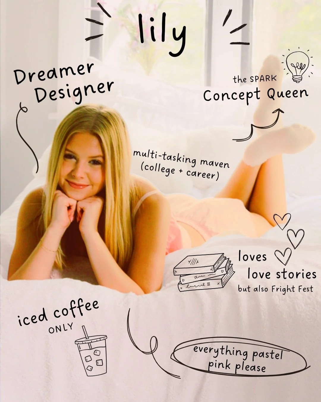 Meet Lily &mdash; where purpose meet pixels. 💫

Our Dreamer + Social Media Curator, she&rsquo;s the heartbeat behind the name and the posts that stop your scroll (and make you smile). Between iced coffees, pink everything, and Fright Fest marathons,