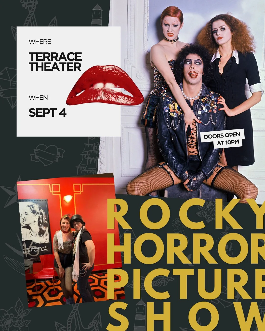 Charleston, we need to talk about Friday.

Terrace Theater is doing Rocky Horror Picture Show on 9/4 with a full shadow cast, Charleston's Absent Friends. If you've never seen a shadow cast, there's a whole live cast acting the movie out in front of 