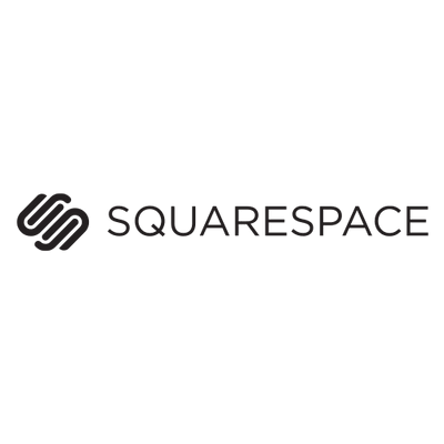 Squarespace logo with black icon and text on a white background.