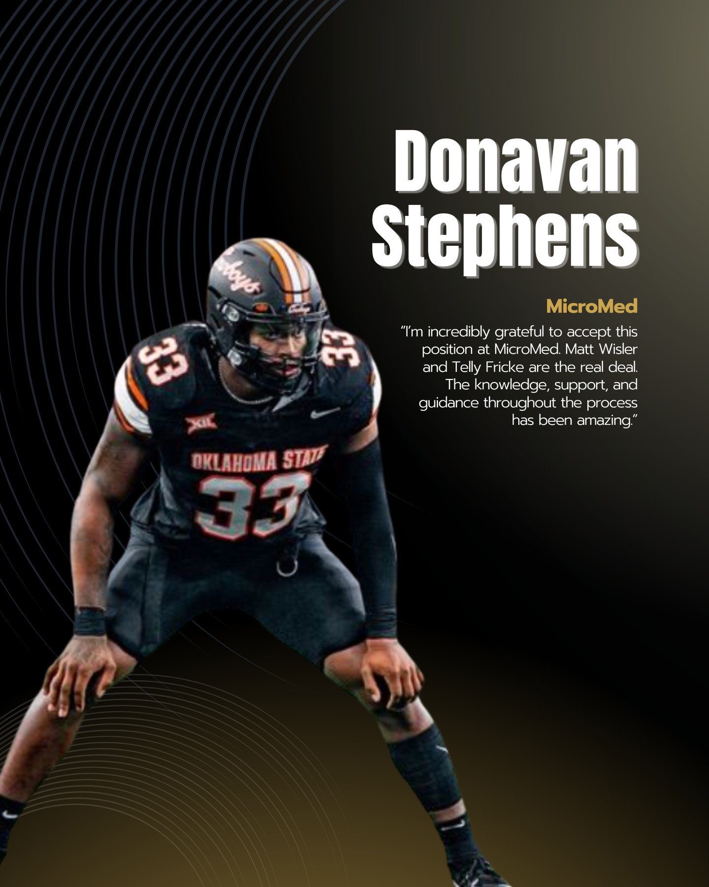 Congrats to the newest Elite Performance Medical Athlete Placement, Donavan Stephens! 👏⁠
⁠
Donavan has accepted a role with MicroMed, LLC, joining fellow EPM athletes Kaylan Marckese and Mason Hoover as the team continues to grow.⁠
⁠
A former Oklaho