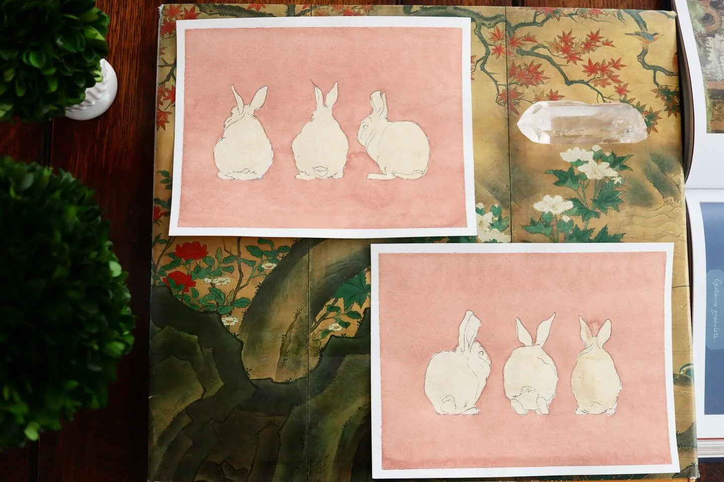 Bun Bums 🤍 8&rdquo; x 6&rdquo; water colors on archival paper. Both currently available.