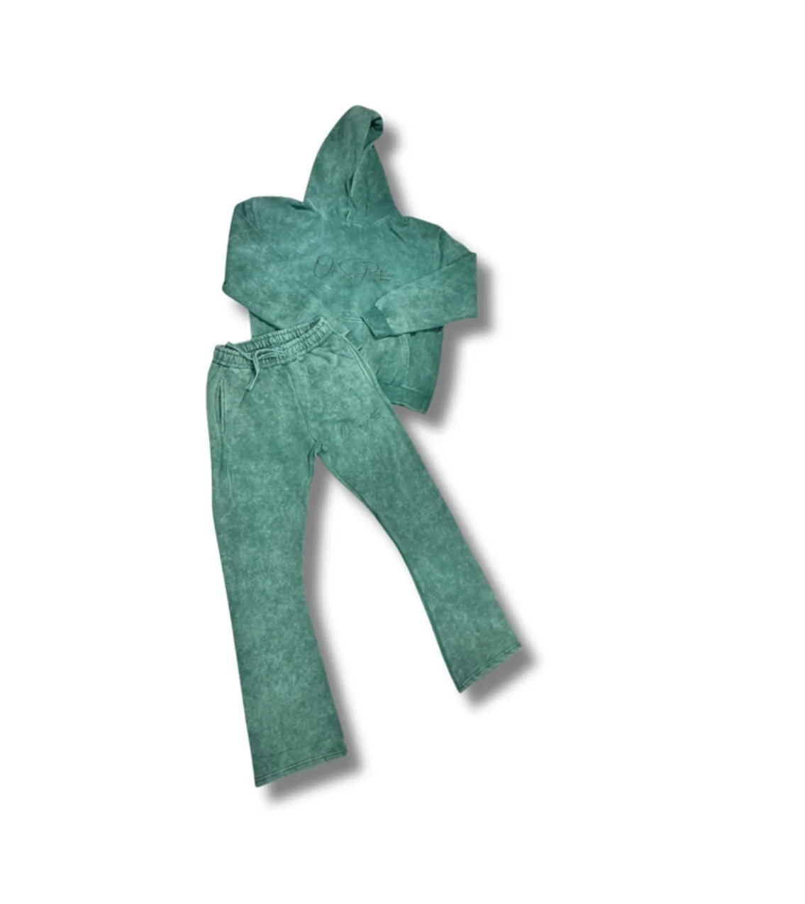 Sea Green STONE WASH boot cut jogger/hoodie set