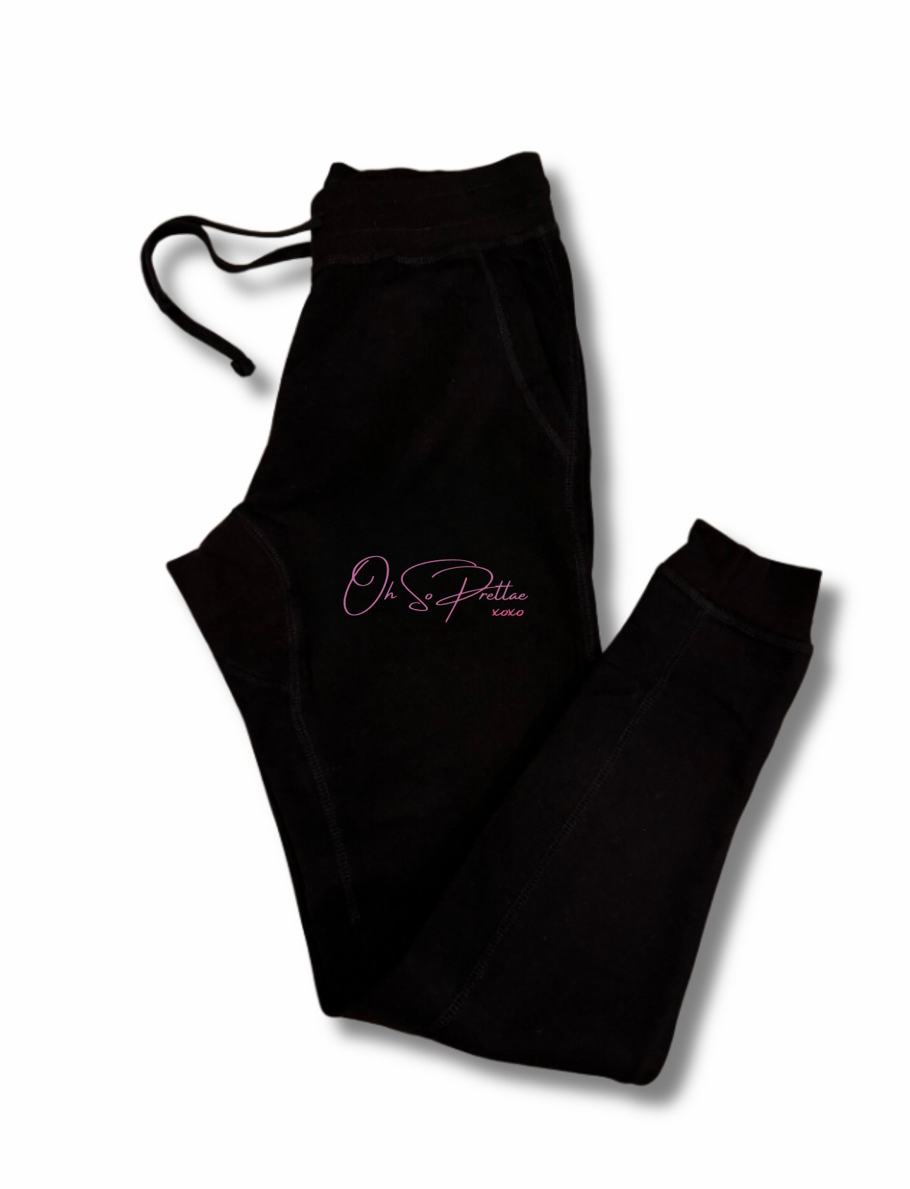 Joggers: Black w/DARK pink letters
