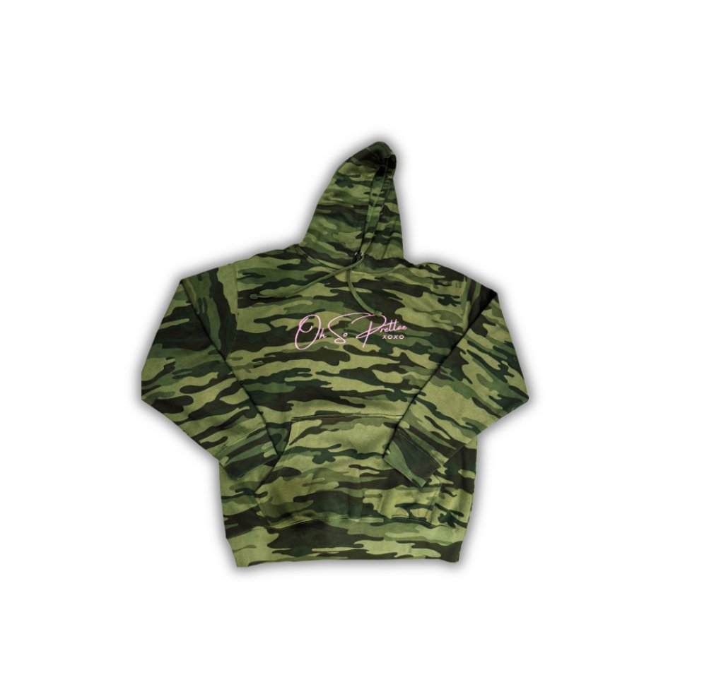 Hoodie: Dark Green Camouflage pull-over