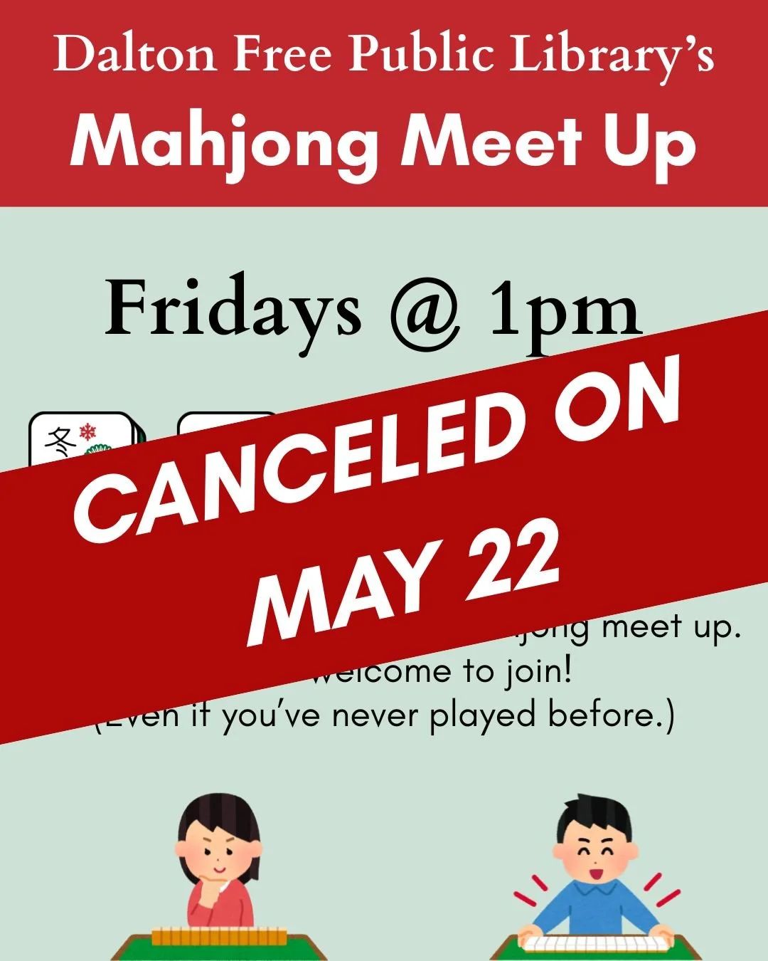 Weekly Mahjong Meet Up - CANCELED