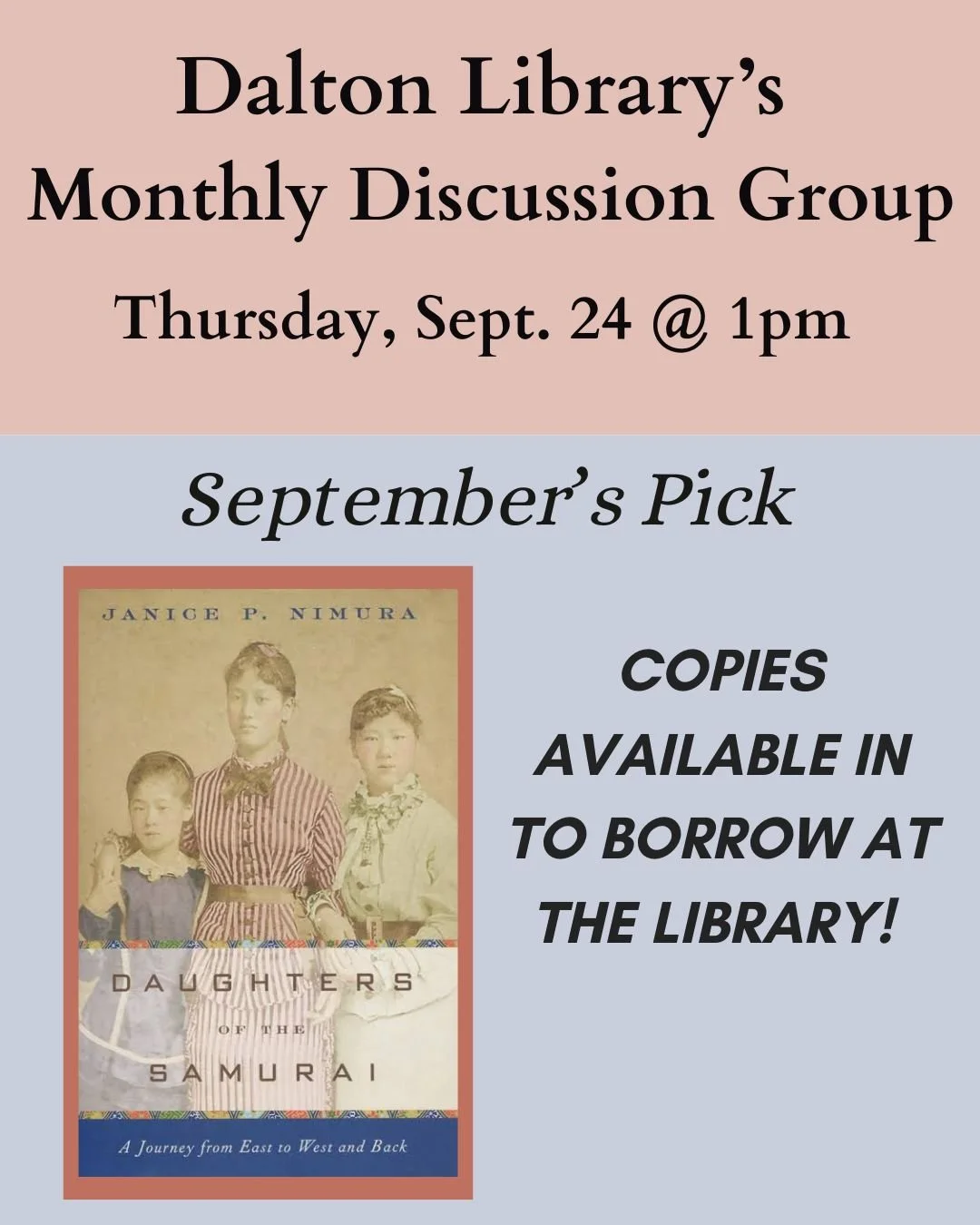 September Book Discussion: Daughters of the Samurai by Janice Nimura