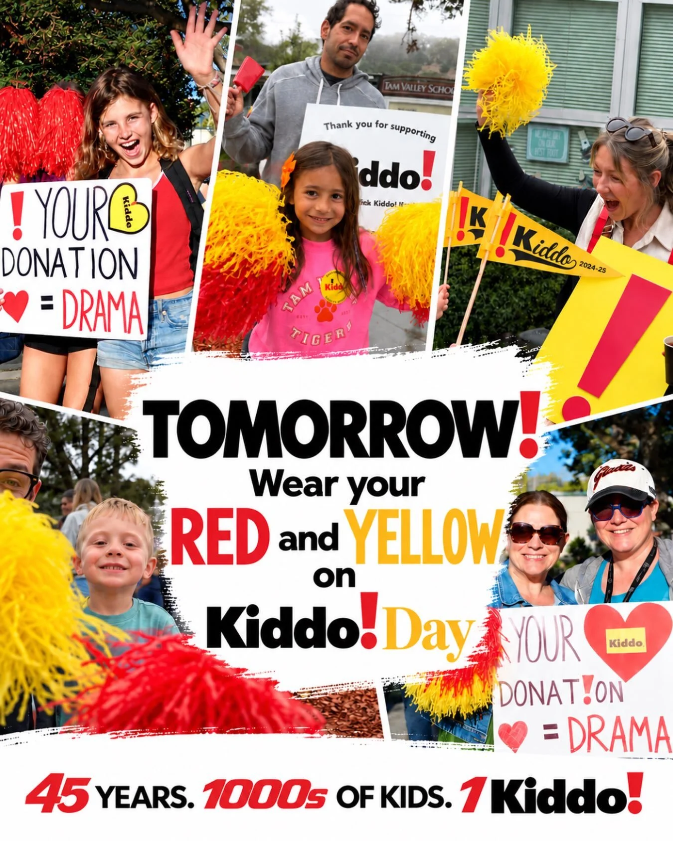 Join the Fun Tomorrow:

Wear Red &amp; Yellow: Have your students wear RED and YELLOW to school tomorrow for our morning drop-off rallies! Any amount counts - socks, a hat, a bandana. We love it all!

Join our Morning Rallies: Look for the Kiddo! Tea