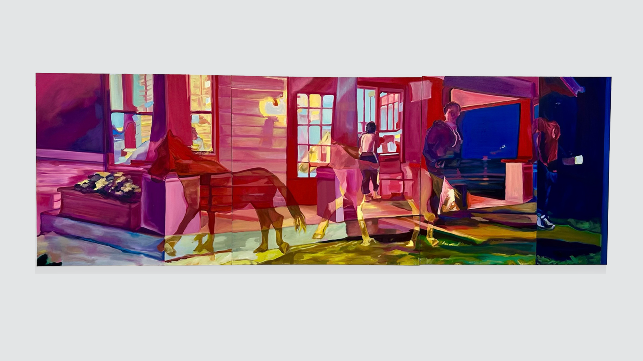 I See Horses, and I Know There's a Way, 2026, 36"x108", Oil on Canvas