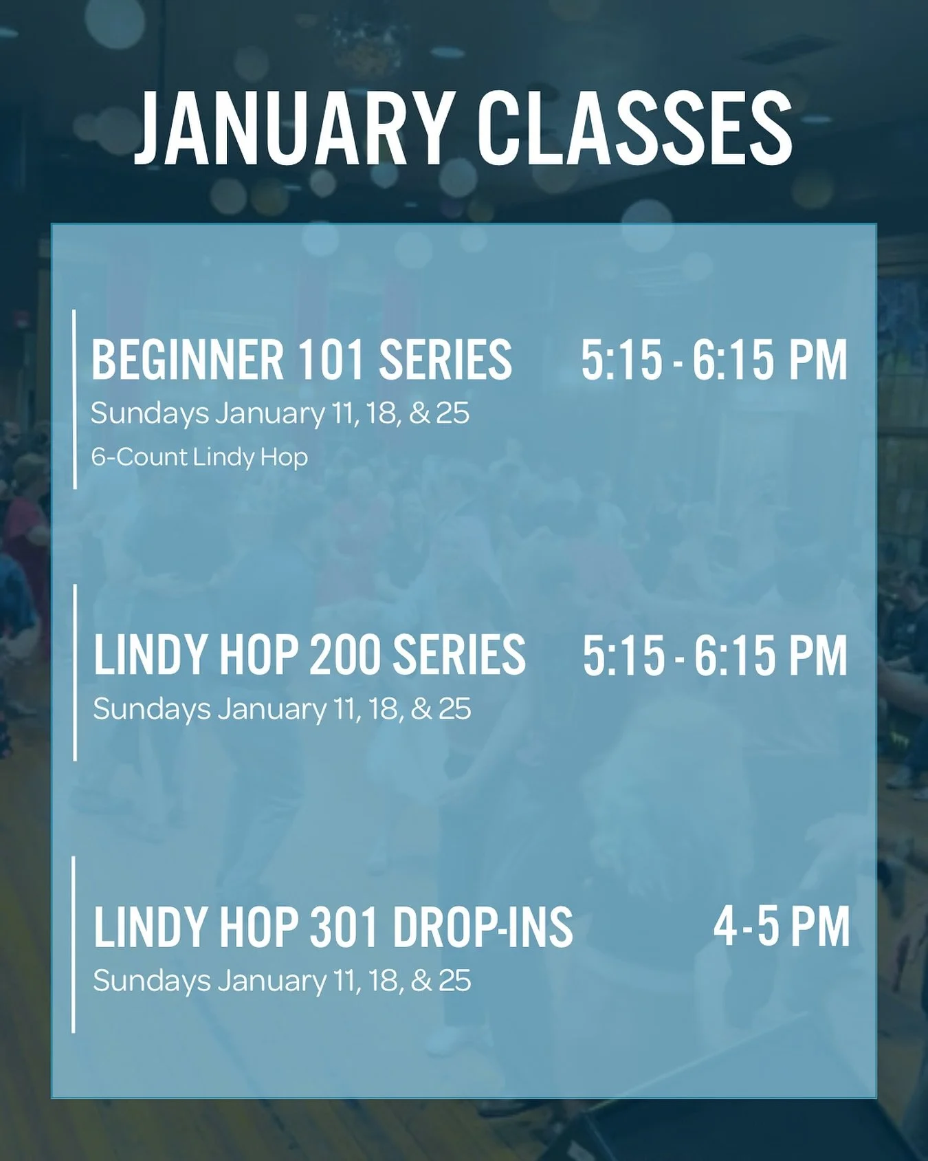 Our January series start TONIGHT! Are you ready to dance?

It&rsquo;s not too late to register - head to rivercityswingout.com to learn more and sign up 🎟️