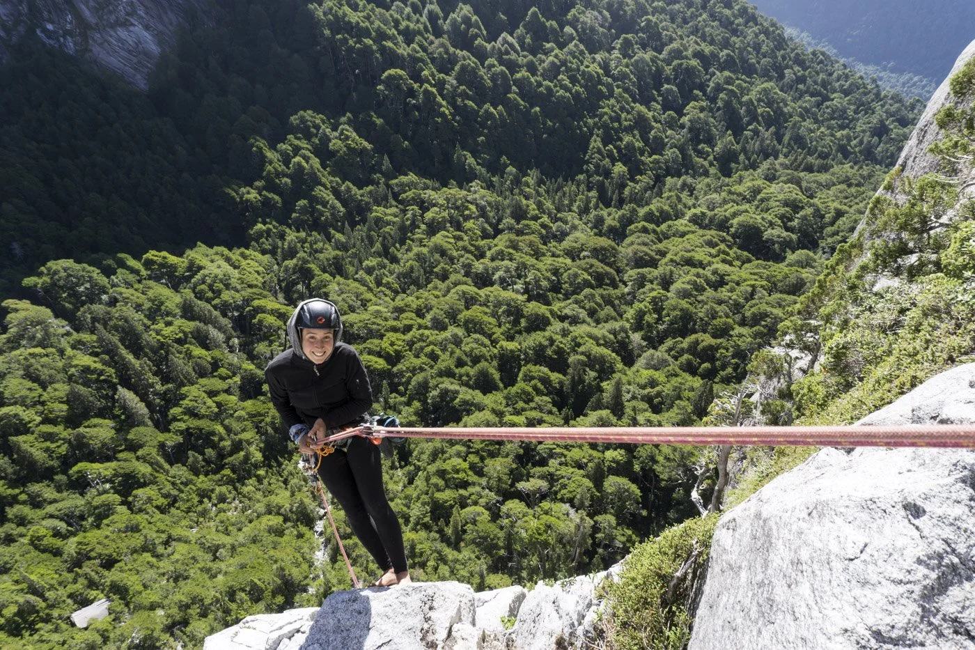 Rappelling from Iron Skirt climb in Cochamo