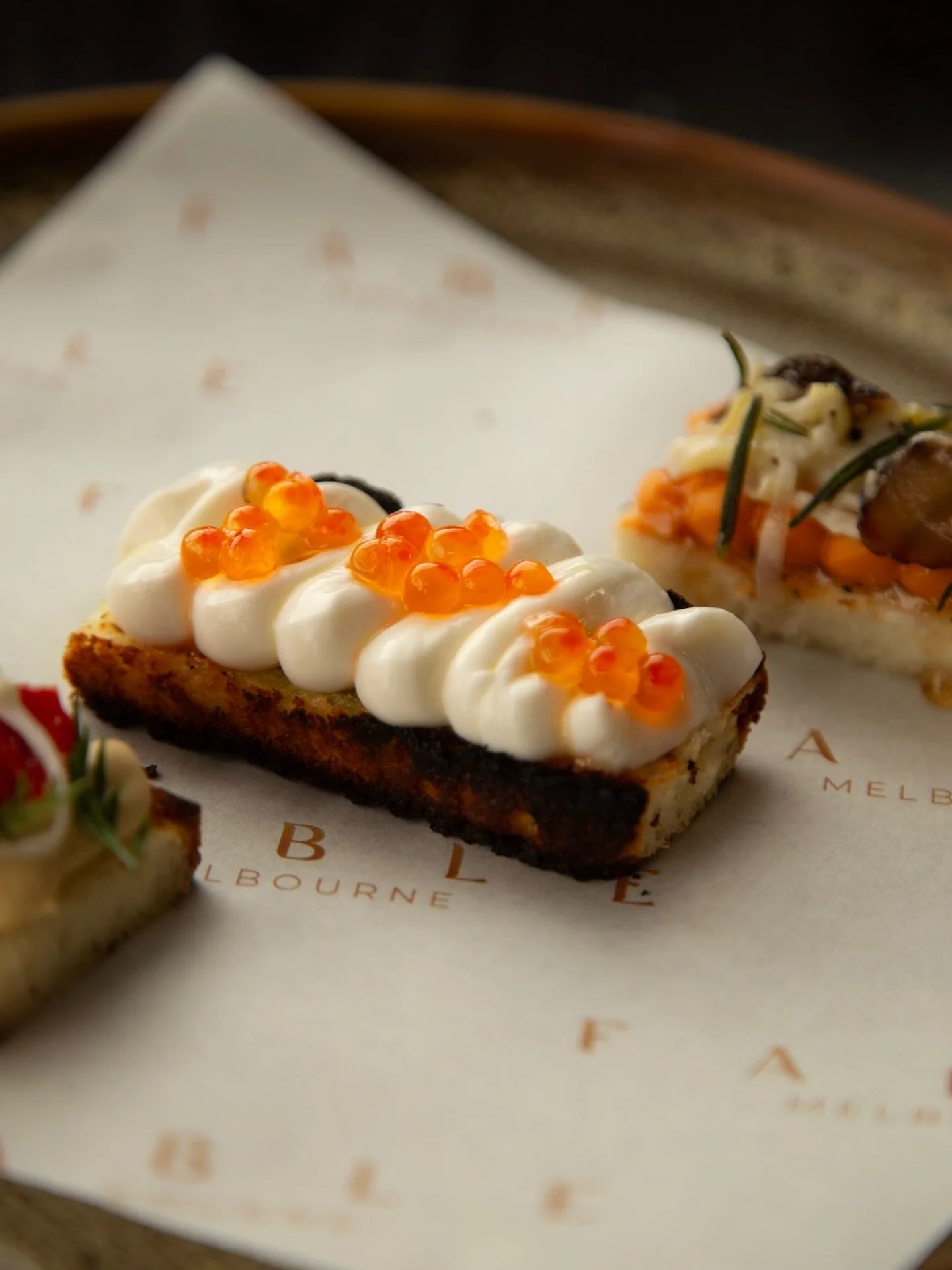 Planning your next celebration? ✨ Our rooftop is the perfect backdrop for unforgettable moments, whether it&rsquo;s a cocktail party, birthday, or corporate event.

Pictured is our white taramasalata on gluten-free focaccia with salmon roe; salty, cr