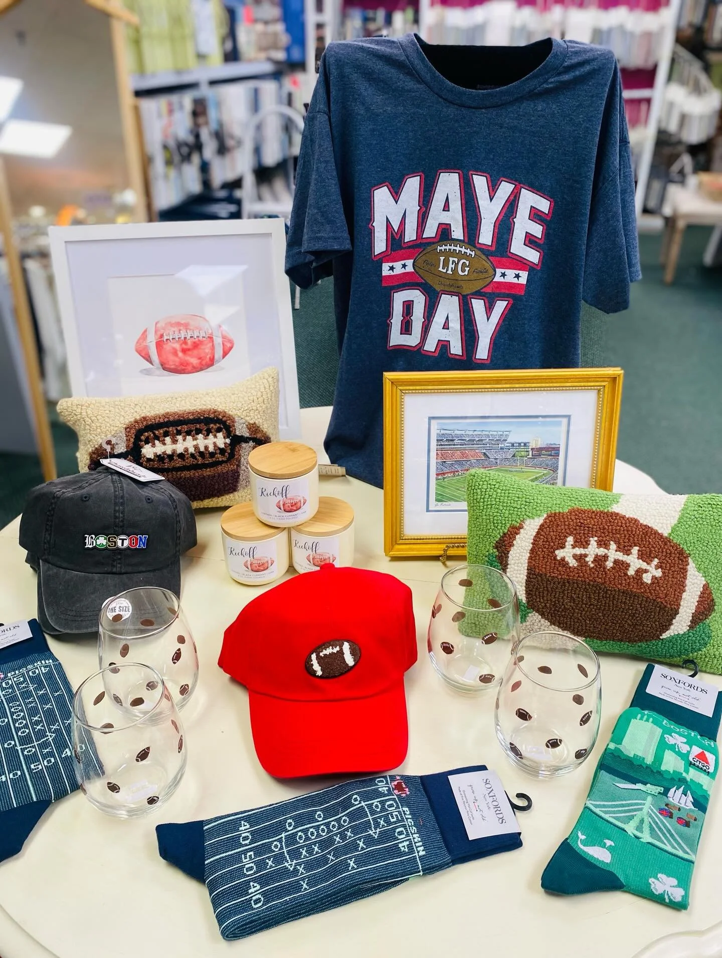 Can we have your attention please? There is another exciting football game this Sunday! 🏈 
#decorandmorewestwood #newenglandpatriots #patsnation