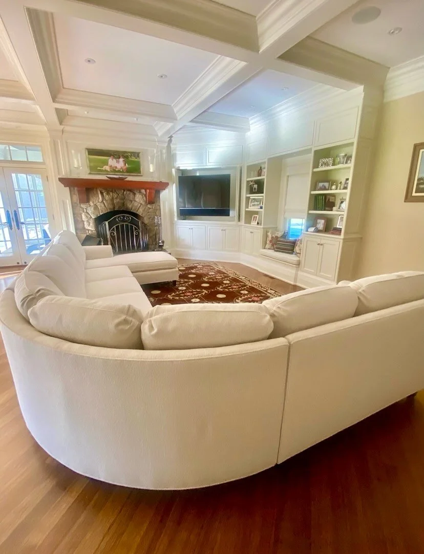 The upholstery job of all upholstery jobs! When it&rsquo;s worth upholstering&hellip; we had made this custom curved back sectional for this client many years ago. It was ready for a refresh. We talked about buying a new piece vs upholstering. In thi