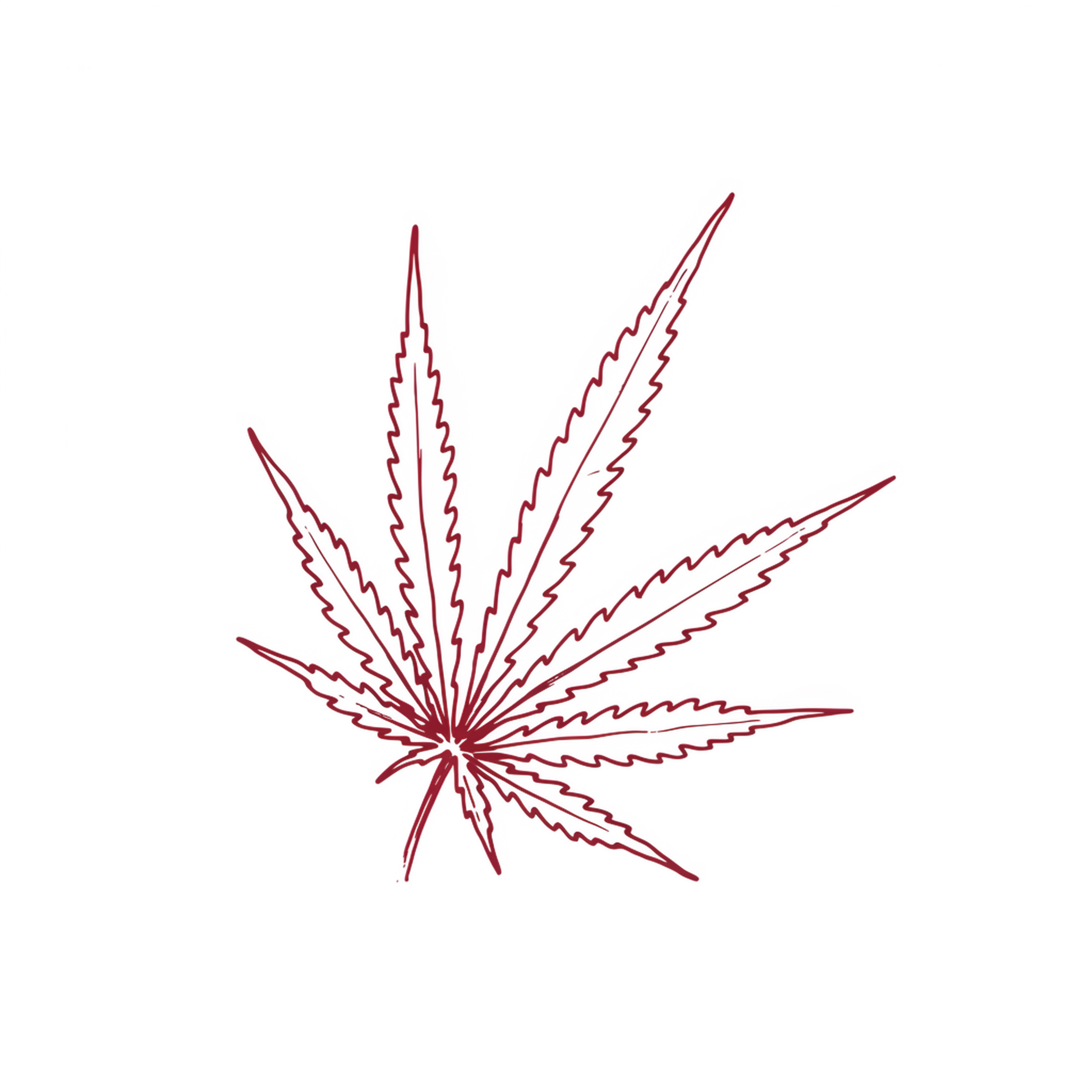 Illustration of a leaf with prominent veins. The leaf is red with some purple edges, and the background is black.