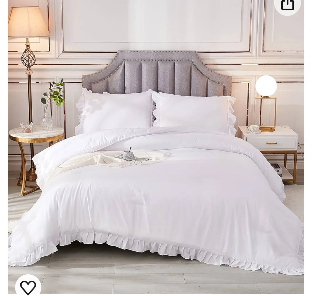 White ruffle comforter set