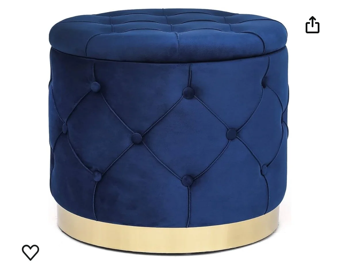 Navy velvet tufted ottoman