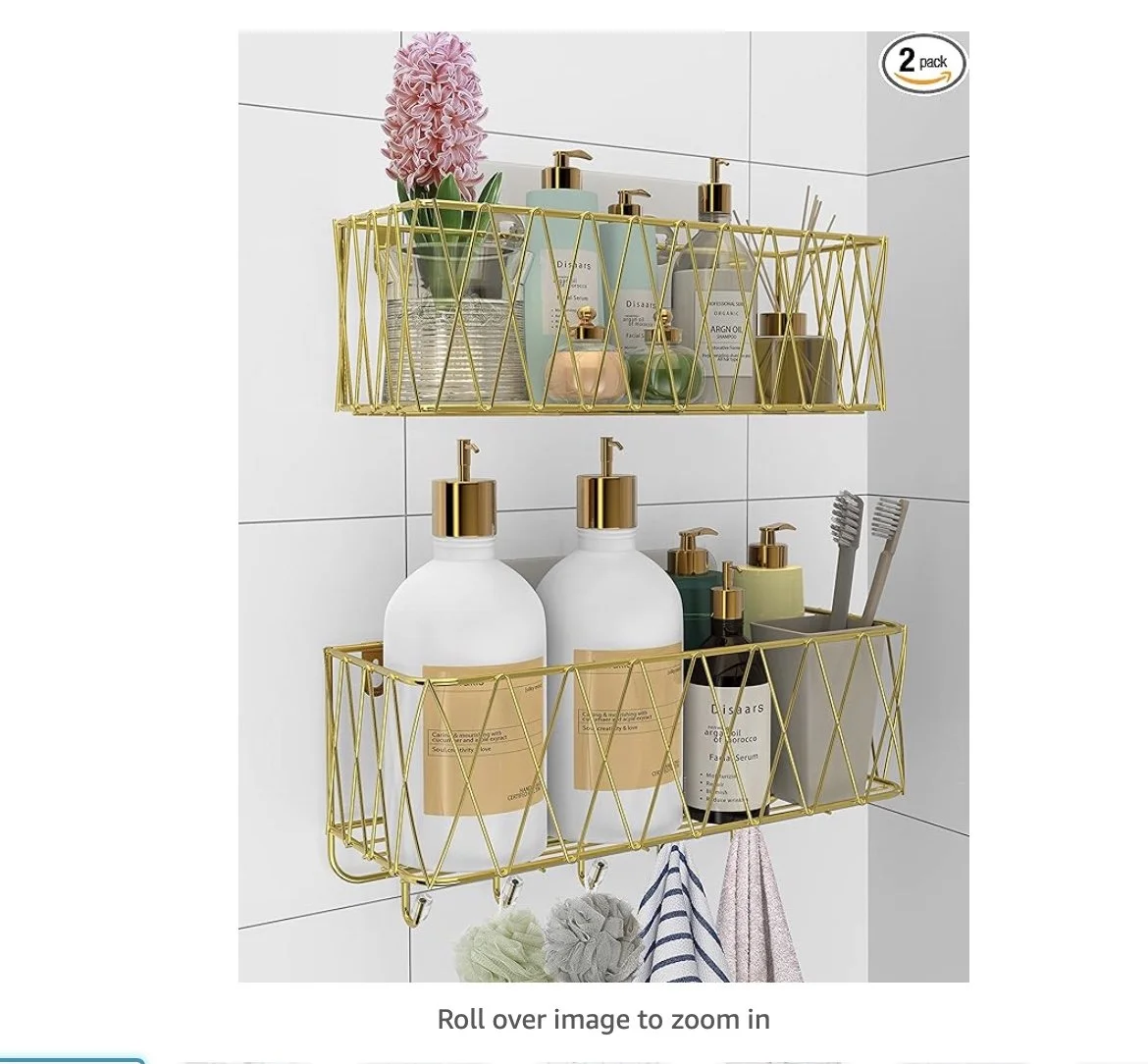 Shower Organizers Gold Adhesive 