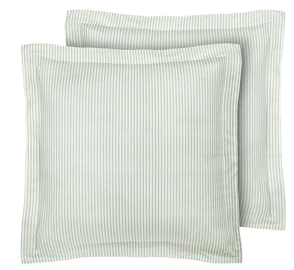 Laura Ashley Green Striped Euro Pillow Set