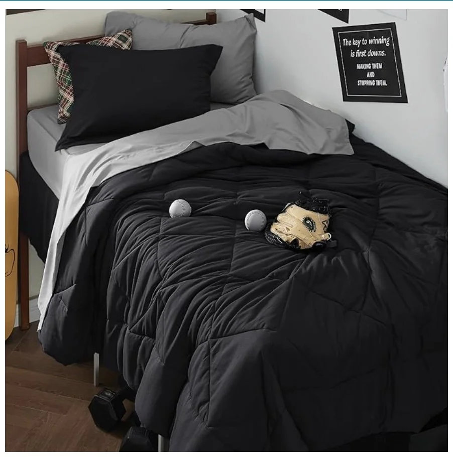Bedsure Black Reversible Bed in a Bag Comforter Set