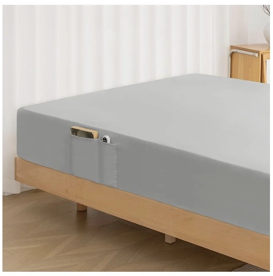 Fitted Sheet Only with Side Pocket (light gray)